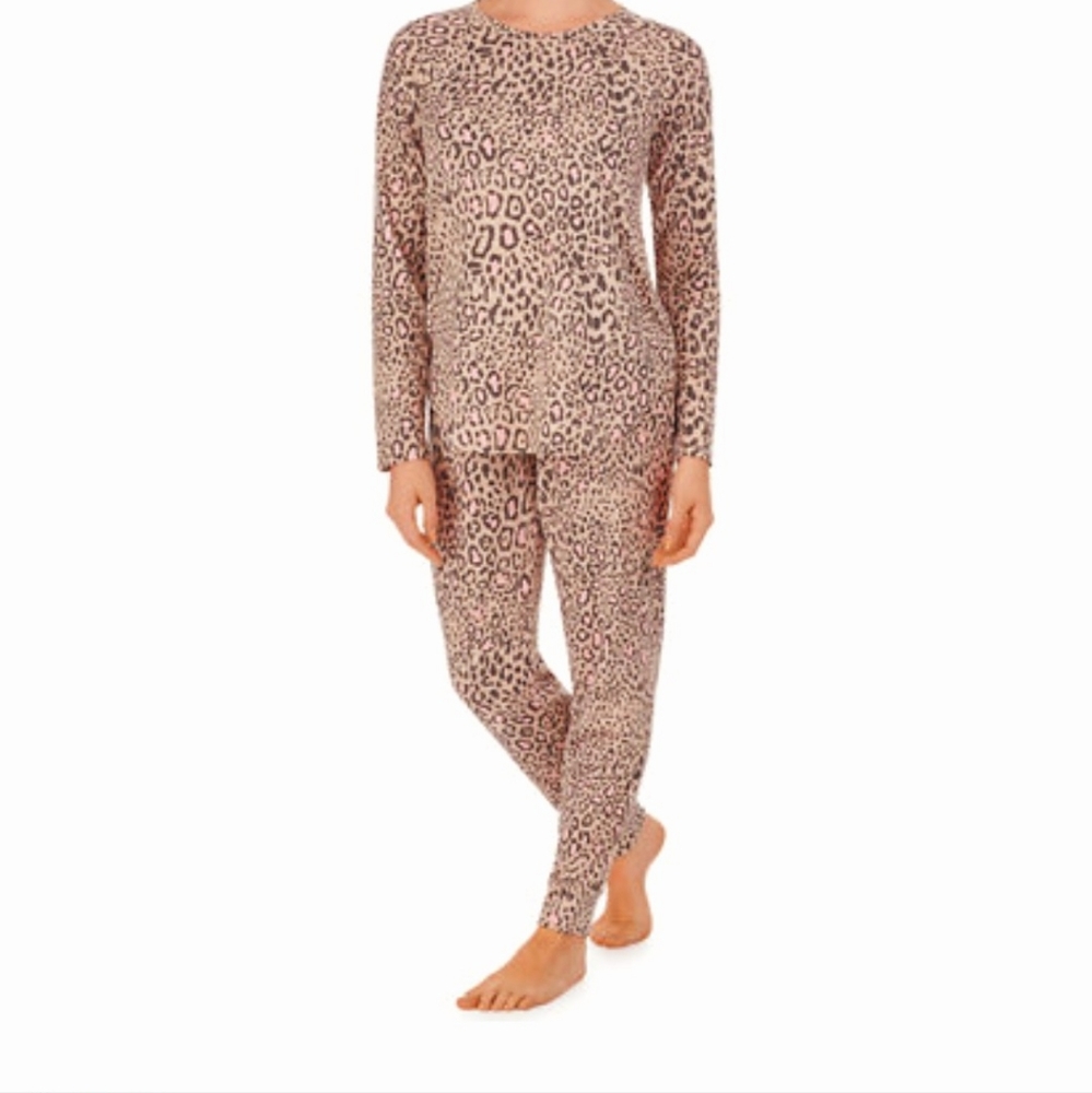 2 Piece Leopard Print CuddlDuds Cozy Pajama Set Size XL
